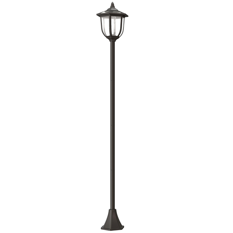 Outsunny Lámpara Solar de Jardín Farola con 6 Luces LED con Batería Recargable Solar con Autonomía de 6-8 Horas Ø26,5x177cm Negro