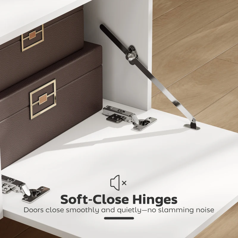 HOMCOM Mobile TV 70" max con 2 Ante a Ribalta, Cassetto e Scaffale Aperto, in Legno, 150x35x45 cm, Bianco e color Legno