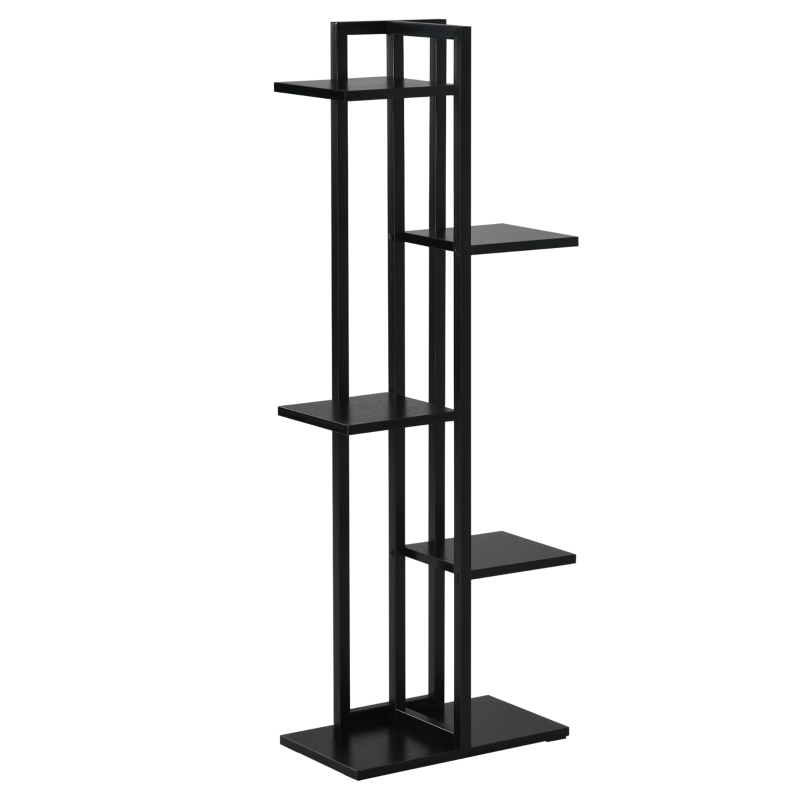 Outsunny Scaletta Portavasi a 5 Livelli per Interni ed Esterni in MDF e Acciaio, 40x22x113 cm, Nero