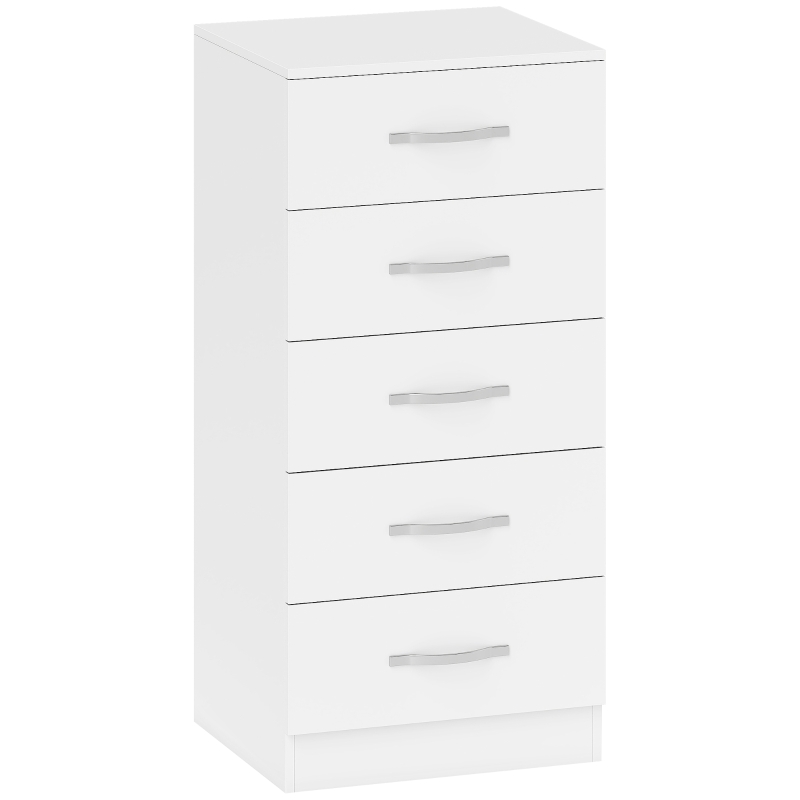 HOMCOM Cassettiera 5 Cassetti dallo Stile Moderno, in Truciolato, 40x35x85 cm, Bianco