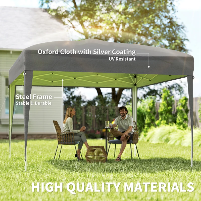 Outsunny 3 x 3 m Garden Pop Up Gazebo Marquee Party Tent Wedding Canopy, Height Adjustable with Carrying Bag, Grey