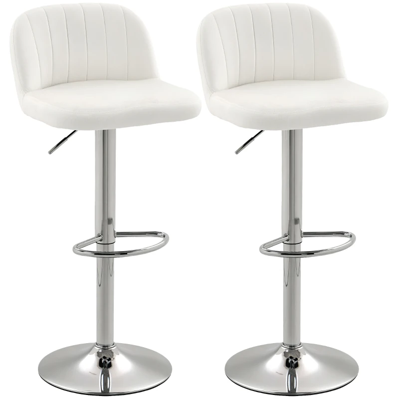 HOMCOM Juego de 2 Taburetes de Bar Taburetes Altos de Cocina con Altura Ajustable Asiento Giratorio 43x45x81-101 cm Crema