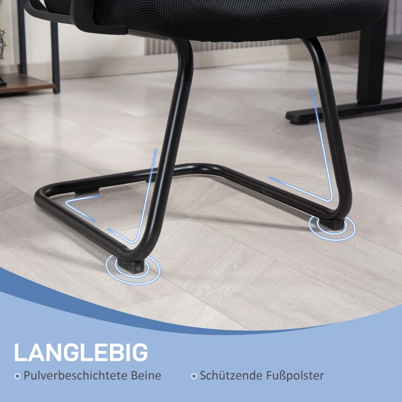 HOMCOM Ergonomischer Stuhl, Netzstoff, Schaumstoff, Metallbeine, Kufenbasis, Schwarz