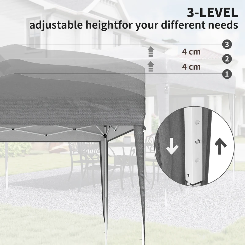 Outsunny 3 x 3 m Garden Pop Up Gazebo Marquee Party Tent Wedding Canopy, Height Adjustable with Carrying Bag, Grey