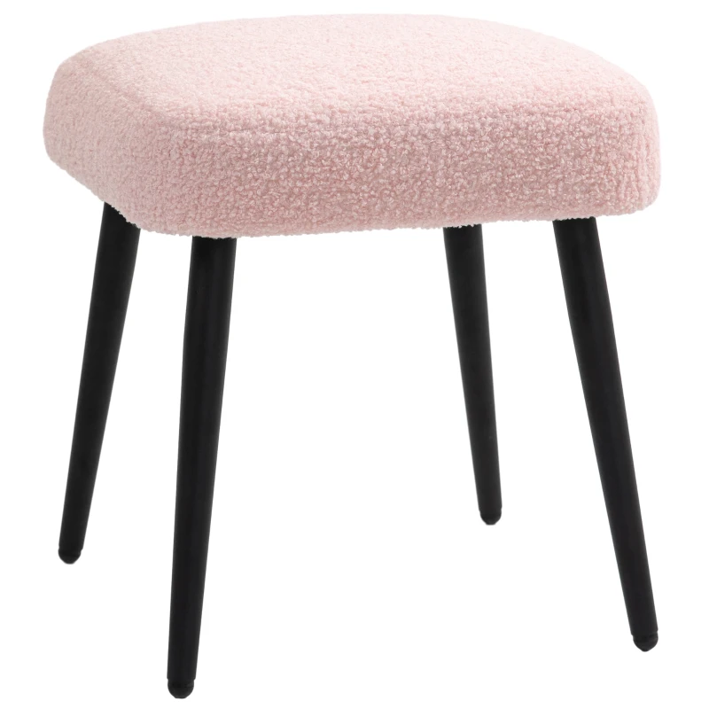 HOMCOM Hocker, Fußstütze, gepolsterter Sitz, Kaschmir-Optik, Stahlbeine, 42 x 42 x 44 cm, Rosa