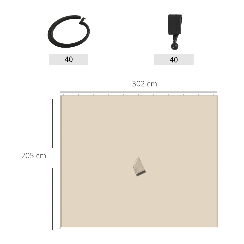 Outsunny 4 parois latérales pour pavillon de jardin tonnelle rigide 300 x 300 cm protéger de la pluie vent soleil beige