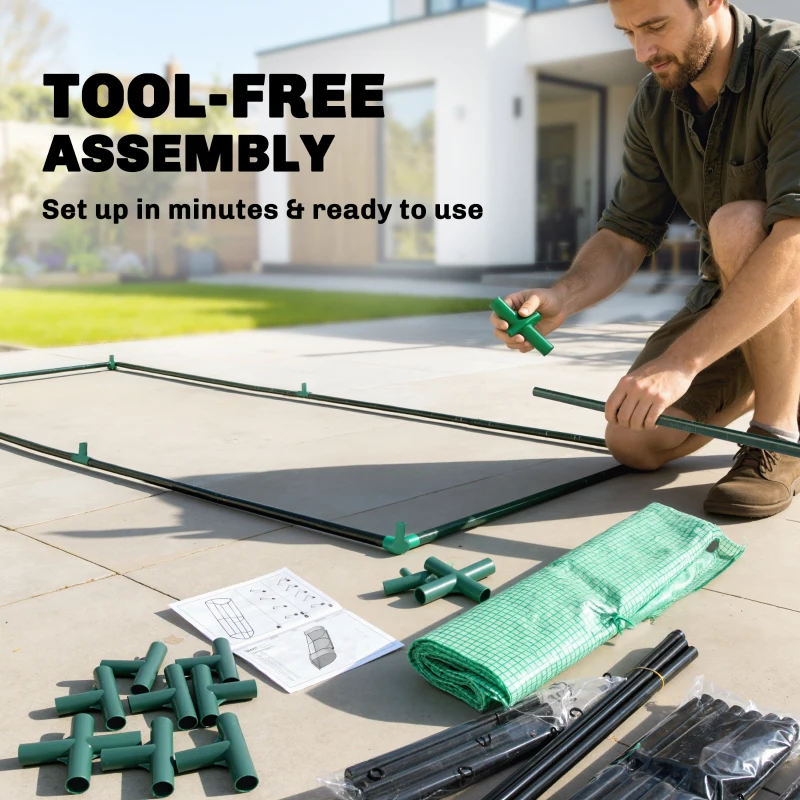 Outsunny Serra da giardino a Tunnel in Acciaio e con Copertura in PVC, 200x100x80 cm, Verde