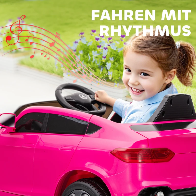 AIYAPLAY Elektroauto für Kinder, 12V Kinderauto mit Fernbedienung, LED-Lichter, Musik, 3 Geschwindigkeiten, 3-6 Jahre, Rosa(m-7)