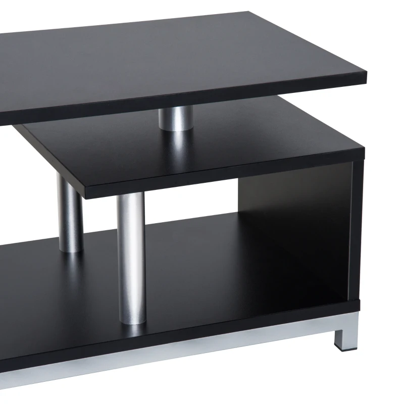 HOMCOM Mobile TV Moderno con Ripiano in Legno, Mobiletto Tavolino Basso da Salotto 114x40x40.5cm, Nero