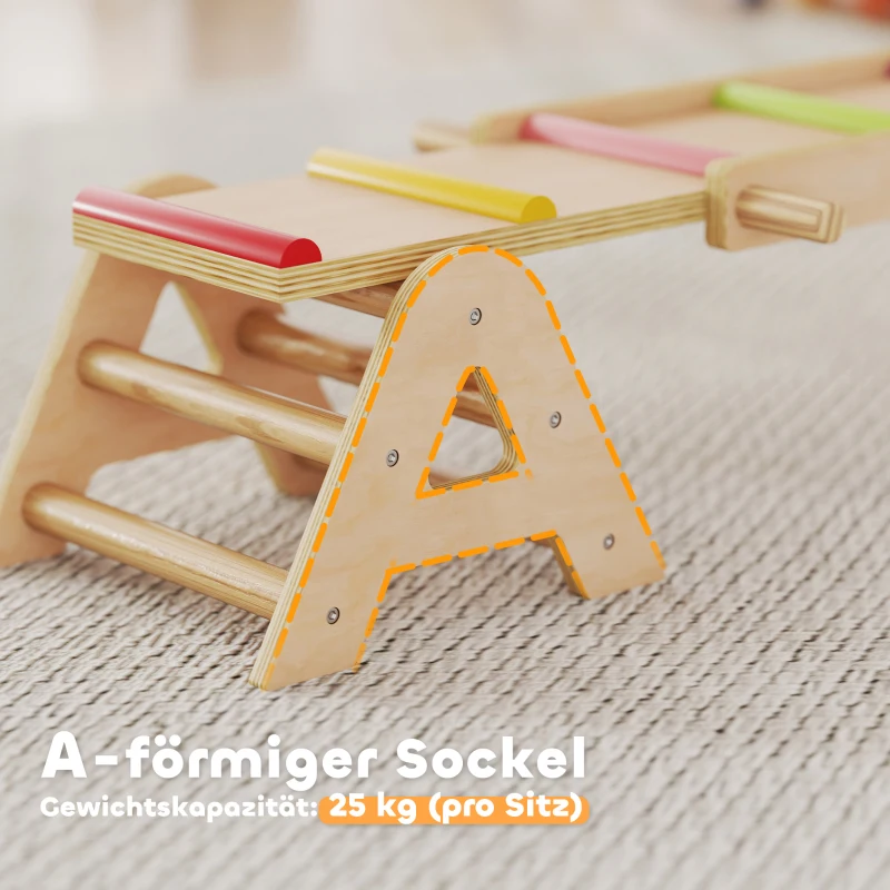 AIYAPLAY 2 In 1 Balance Wippe Kinder, Schwebebalken aus Holz, Wippe Schaukelwippe Garten, Balance Board 133 x 38 x 24 cm