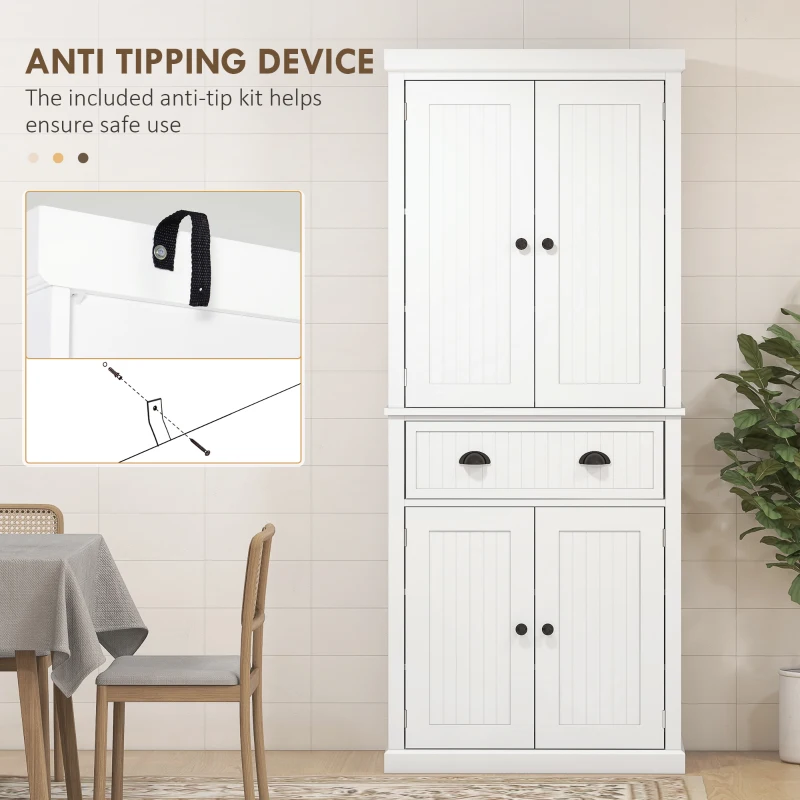 HOMCOM Freestanding Multi-Storage Kitchen Cabinet - White