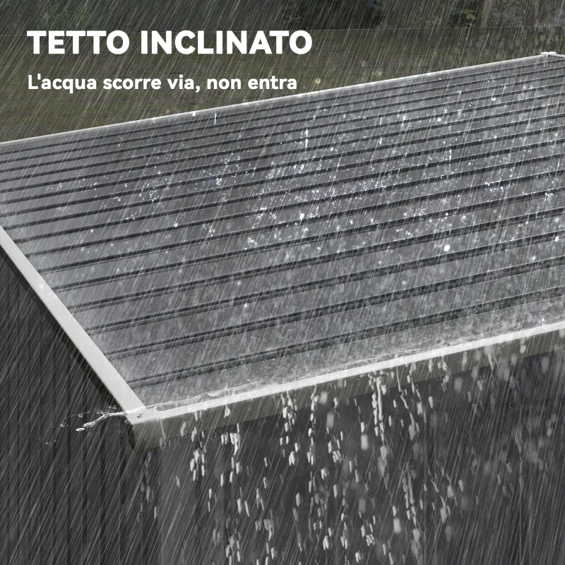 Outsunny Capanno Attrezzi in Metallo 1.5x2m con Base, Porta Scorrevole e Tetto Inclinato, Grigio Scuro