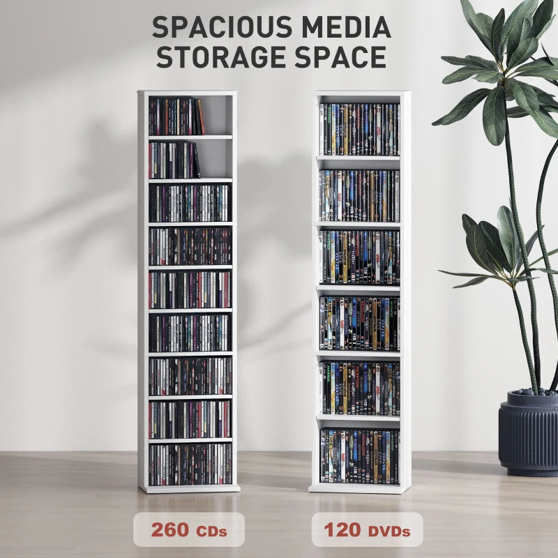 HOMCOM 260 Narrow CD Storage Unit - White