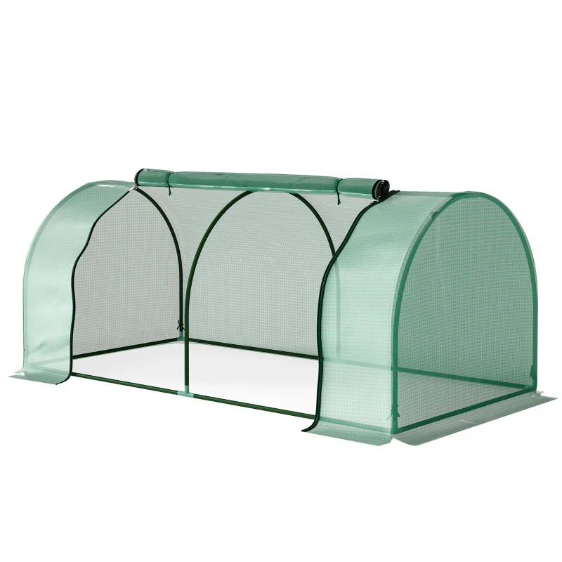 Outsunny Serra da giardino a Tunnel in Acciaio e con Copertura in PVC, 200x100x80 cm, Verde