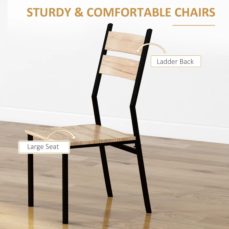 HOMCOM Three-Piece Minimal and Compact Dining Set, Light Wood Grain