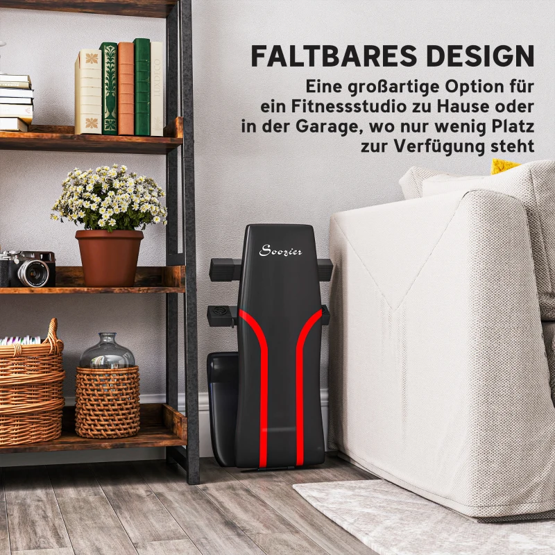 SPORTNOW Klappbare Workout-Bank, 6-stufige Rückenlehne, 4-stufiger Sitz, Metall, gepolstert, Schwarz