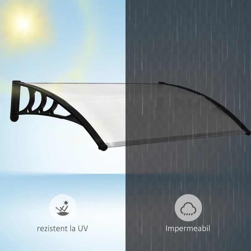 Outsunny Copertina 100×80 cm – Policarbonat Anti-UV pentru Usi si Ferestre(m-6)