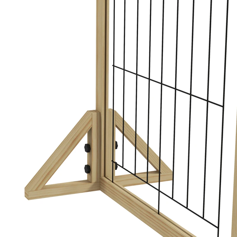 PawHut Barrière pour Chien Pliable avec 3 Panneaux et Pieds Triangulaires, 210x70 cm, Bois Naturel