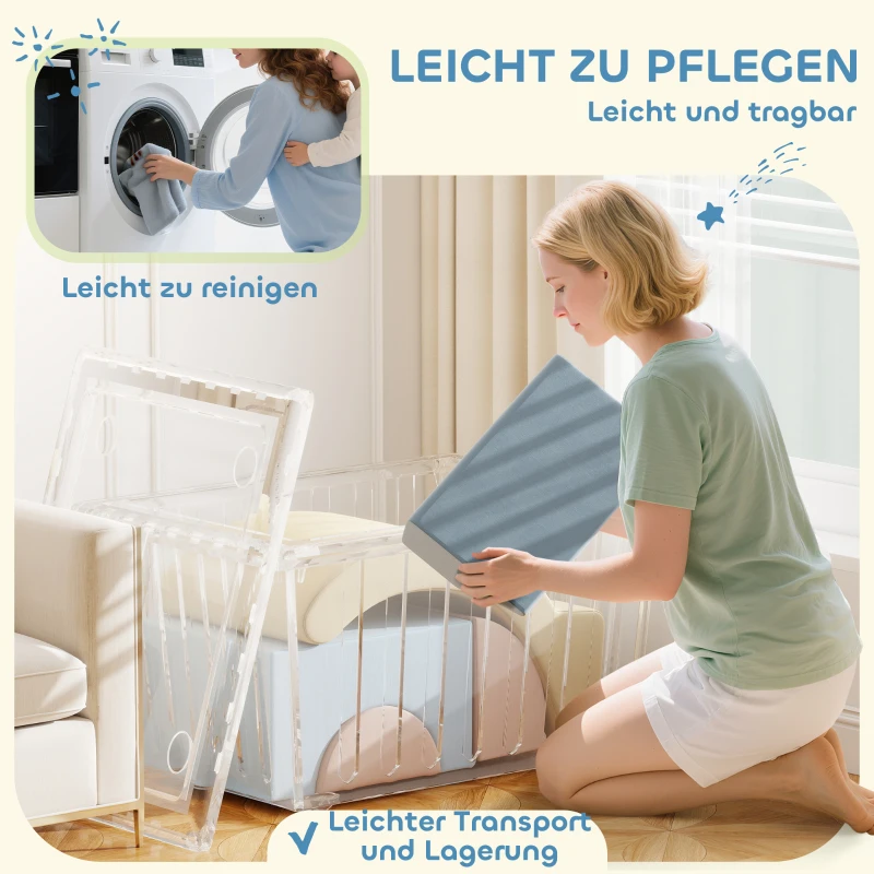 AIYAPLAY 5er-Set Schaumstoff-Kletterblöcke, Cordbezug, leichtes Gewicht, zum Bauen, Krabbeln, Klettern, Bunt