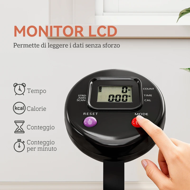 HOMCOM Mini Trampolino Fitness Ø102 cm con Manubrio Regolabile, Trampolino Elastico Pieghevole, Nero