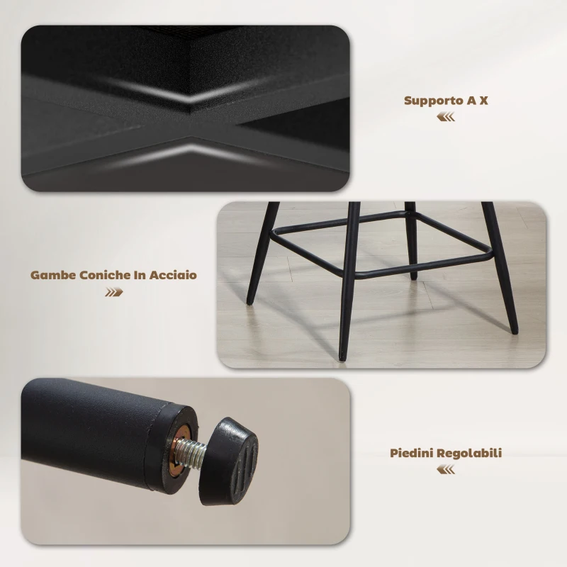 HOMCOM Set 2 Sgabelli Alti da Bar Moderno con Schienale e Braccioli, seduta Girevoli con Rivestimento in Velluto e Poggiapiedi, Beige | Aosom Italy