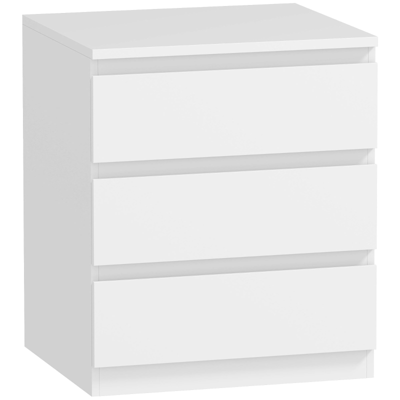 HOMCOM Cómoda com 3 Gavetas com Fecho Suave para Quarto Escritório Estilo Moderno 45x40x52,8 cm Branco