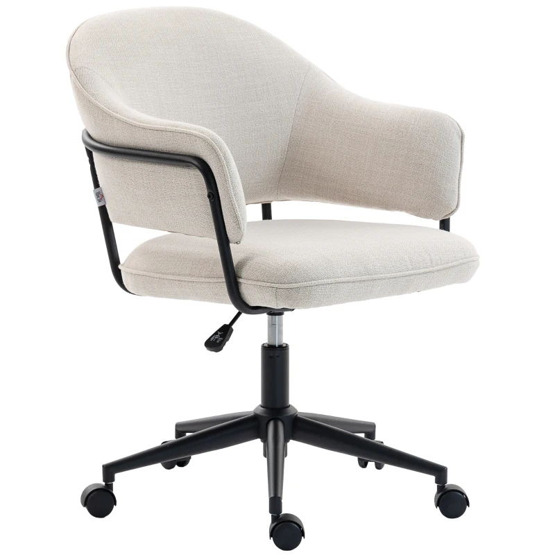 HOMCOM Ergonomic office chair, office chair with adjustable height, 360° swivel, 63 x 65 x 83-92 cm, cream