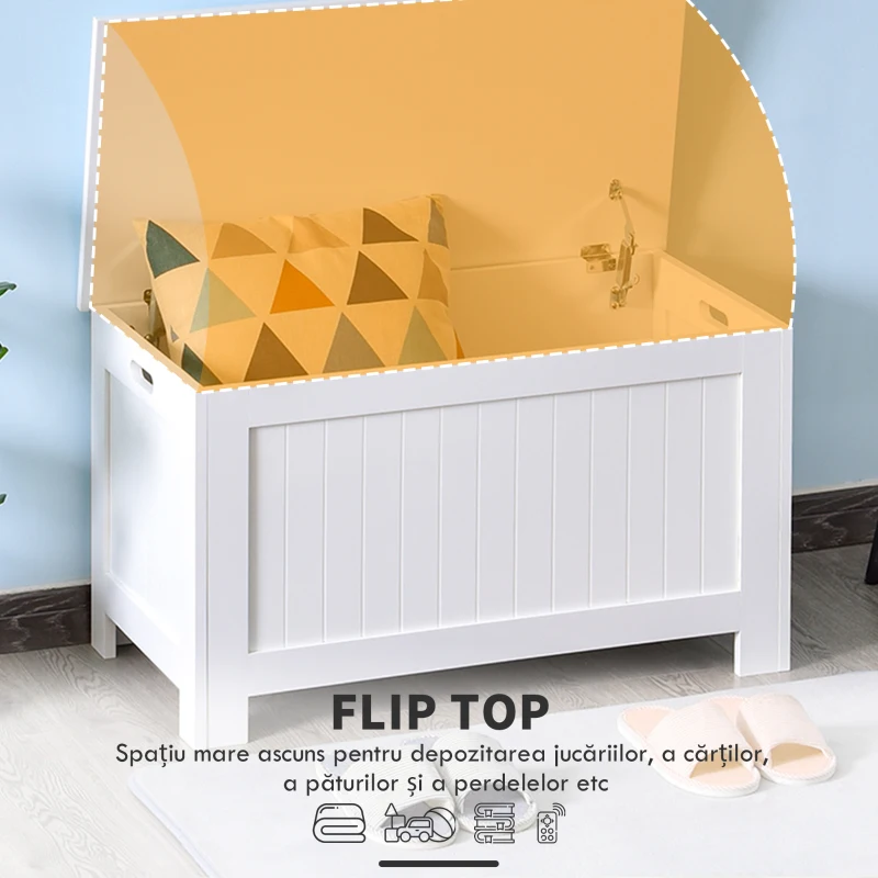 HOMCOM Banca de Depozitare din MDF Deschidere cu Blocare de siguranta 81x40x46cm