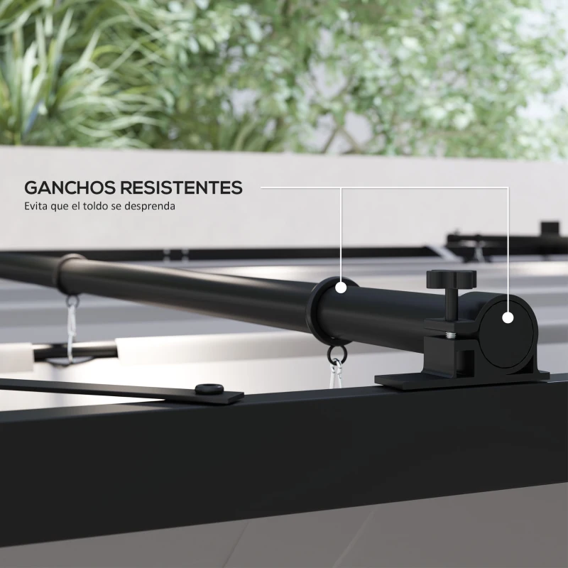 Outsunny Pérgola de Jardín 3x3 m con Techo Retráctil y Accesorio Magnético Protección UV30+ Columnas Metálicas y Ganchos Gris