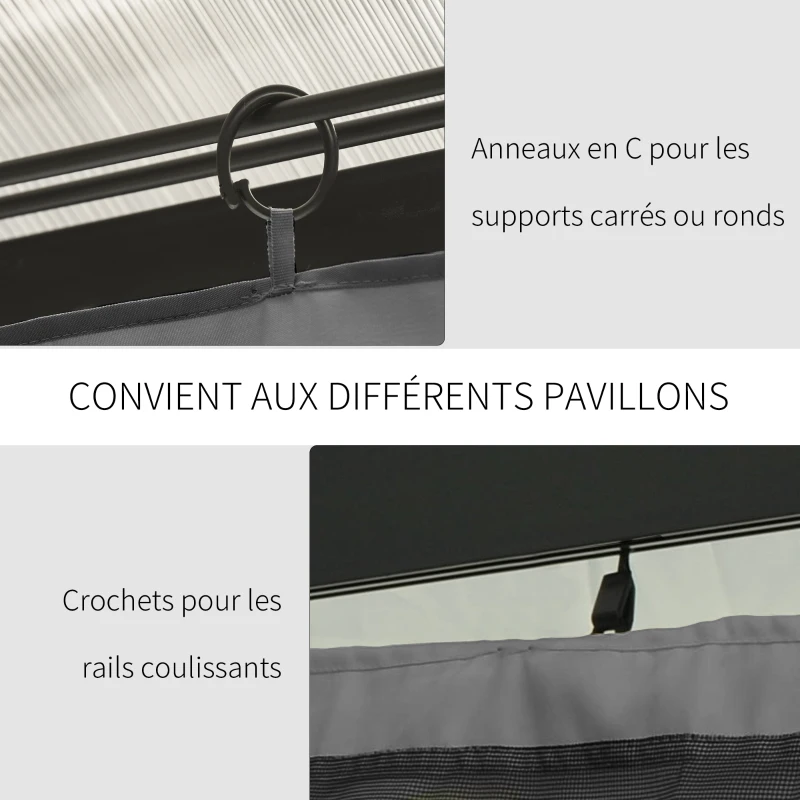 Outsunny 4 parois latérales pour pavillon de jardin tonnelle rigide 300 x 300 cm protéger de la pluie vent soleil gris clair