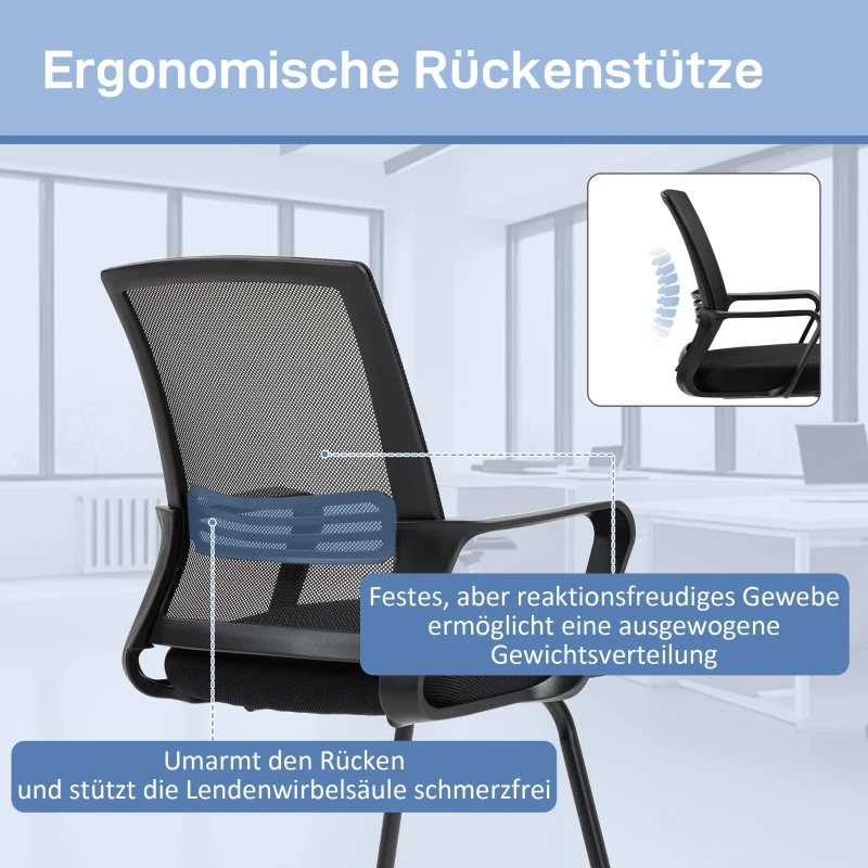 HOMCOM Ergonomischer Stuhl, Netzstoff, Schaumstoff, Metallbeine, Kufenbasis, Schwarz