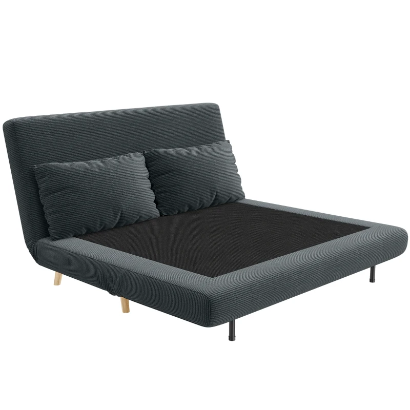 HOMCOM Schlafsofa, Gästebett, 3-fach verstellbare Rückenlehne, Kordoptik, bis 120 kg, 141 x 90 x 81 cm, Dunkelgrau