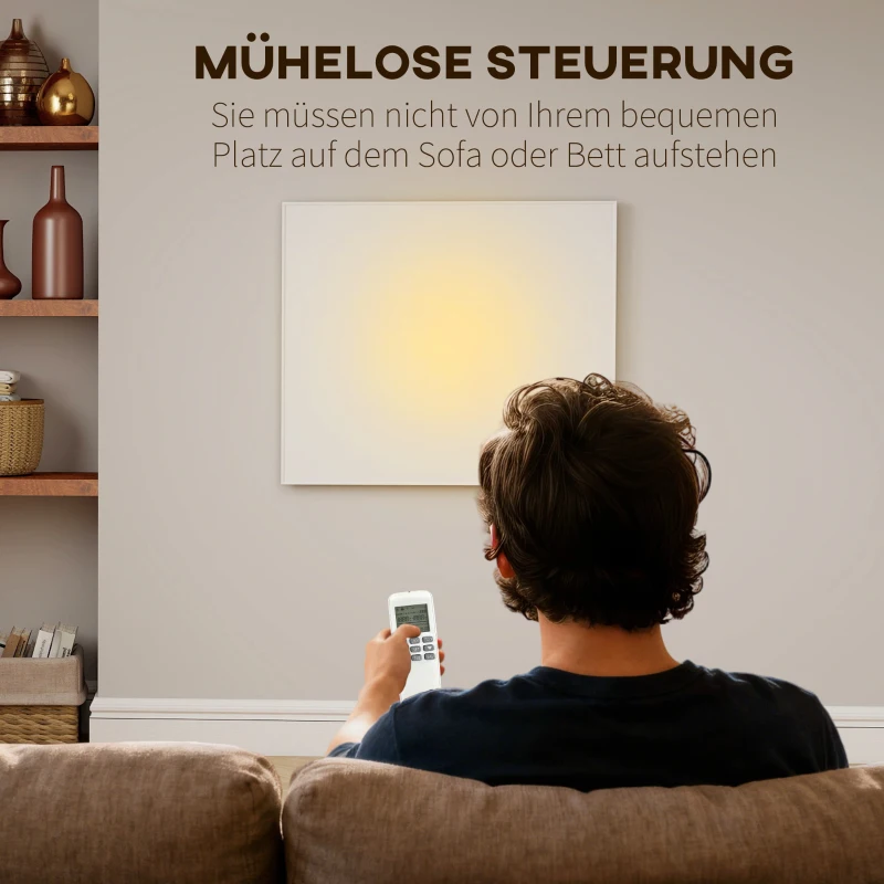 HOMCOM Elektrischer Heizer, Wandmontage, Infrarot-Heizung, energiesparend, Thermostat, Timer, Fernbedienung, Überhitzungsschutz