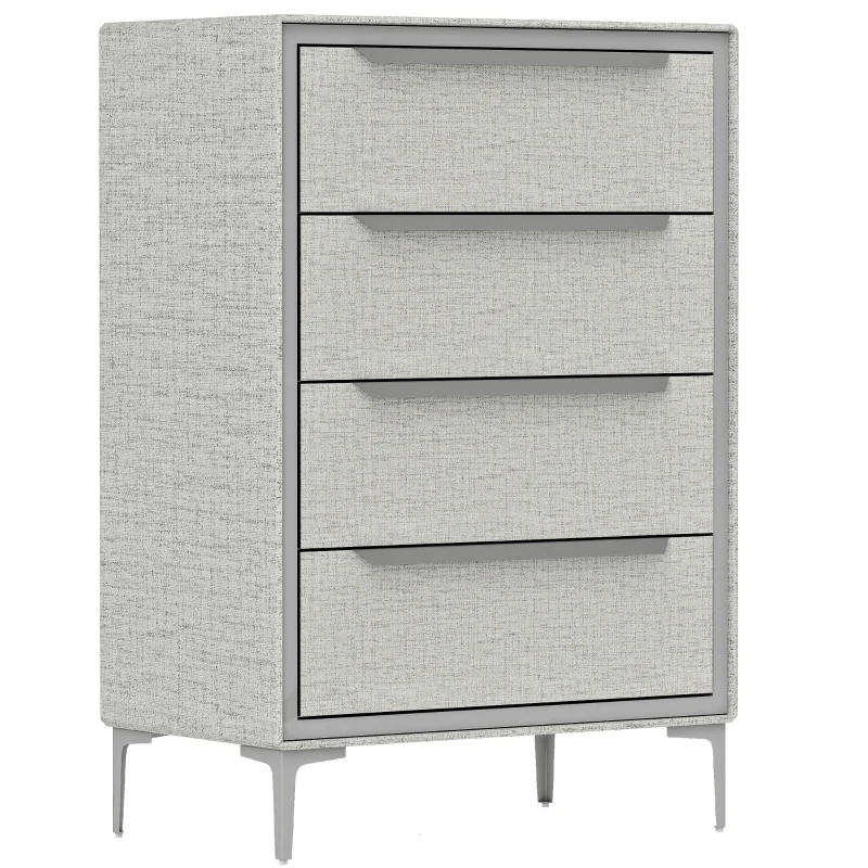 HOMCOM Commode 4 Tiroirs en Acier avec Revêtement en Tissu Effet Lin, 60x36x88 cm, Gris