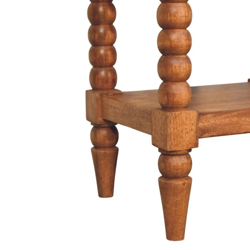 Solid Wood Spindle Bedside Table with Durable Construction, Console Table with Drawer and Shelf Storage, 35L x 45W x 60H cm, Brown