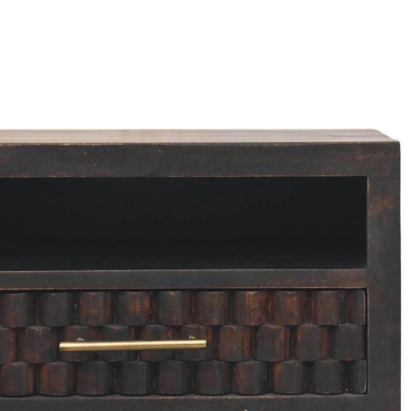 Solid Wood Wall-Mounted Nightstand with Shelf for Space-saving Storage, Hand-finished Floating Unit with Drawer, 32L x 45W x 25H cm, Brown