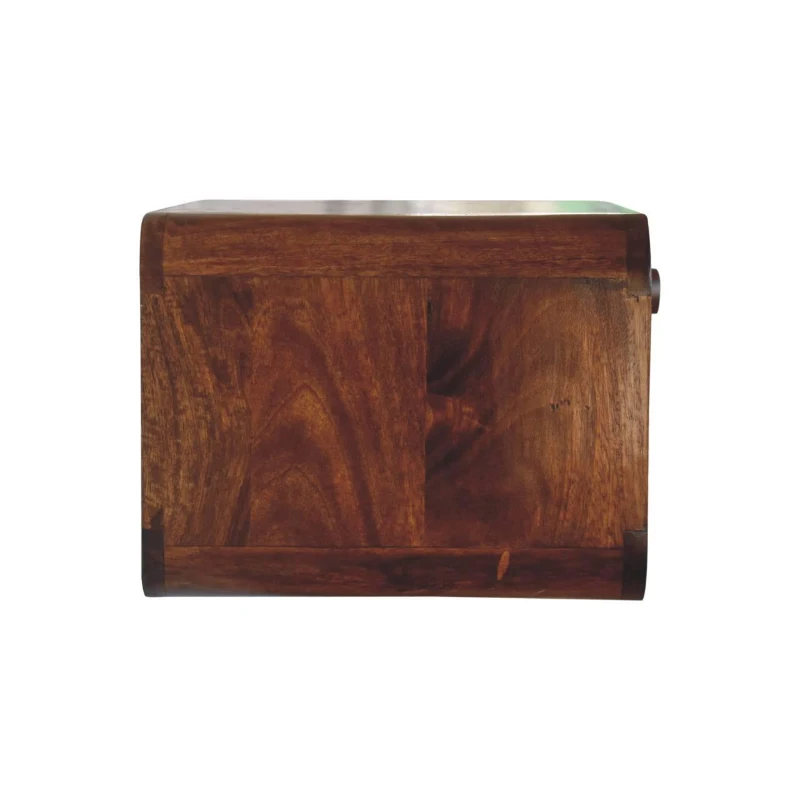 Solid Mango Wood Wall-Mounted Bedside Shelf with Drawer and Open Shelf, Space-Saving Cabinet for Bedroom, 32L x 45W x 25H cm, Brown