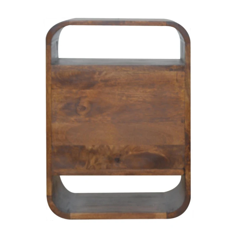 100% Solid Mango Wood Bedside Cabinet with 2 Smooth‑Gliding Drawers, 2 Open Slots, Table for Organised Storage, 35L x 40W x 55H cm, Brown