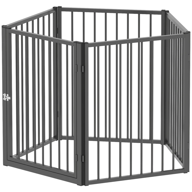 PawHut Parque para Cães Parque para Animais 5 Painéis Cerca Portátil Dobrável Seguro Preto