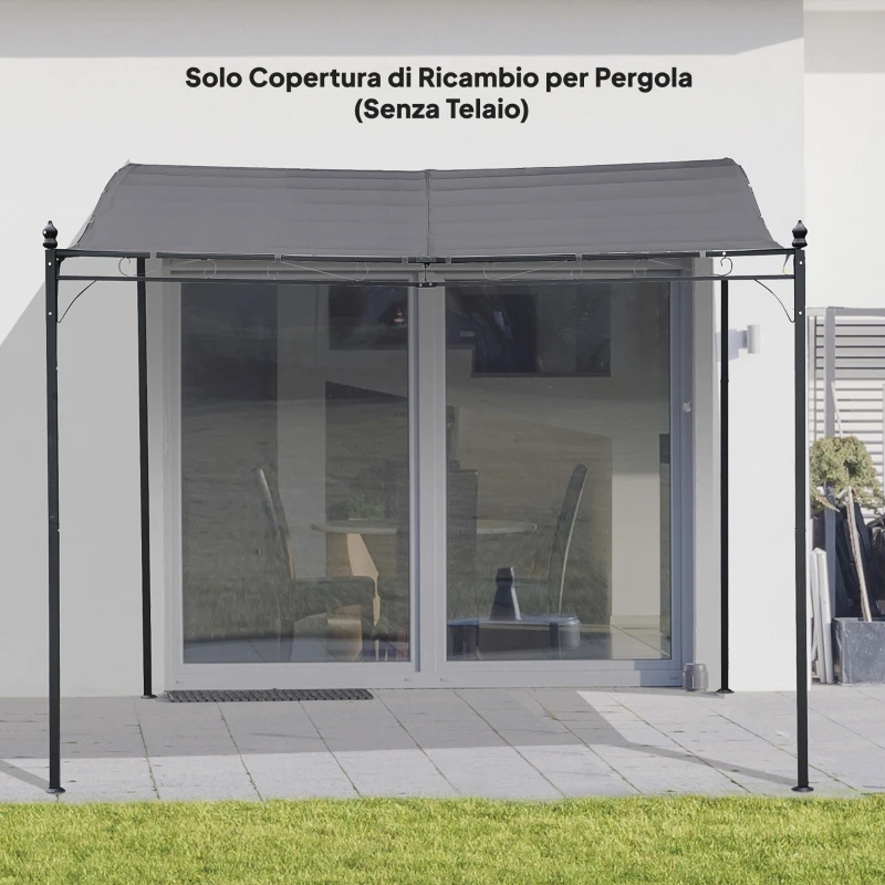 Outsunny Telo di Ricambio per Pergola da Giardino 3x3 m con 16 Fori di Drenaggio, 297x297 cm, Grigio