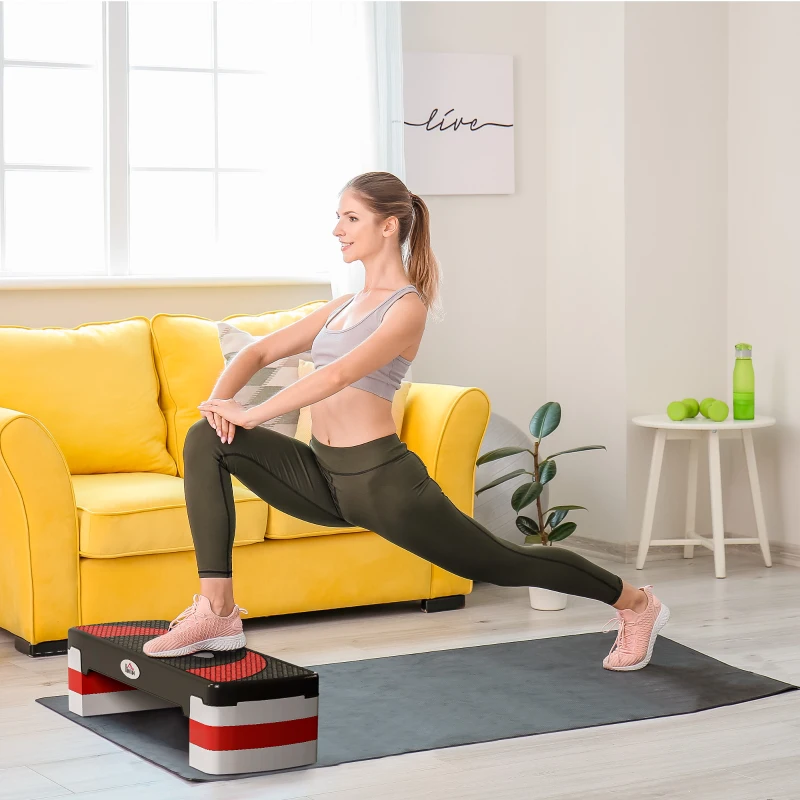 Stepper Fitness Aerobic - Aosom.fr x FFHandball - hauteur reglable surface antiderapante 80 x 31 x 20 cm noir gris clair