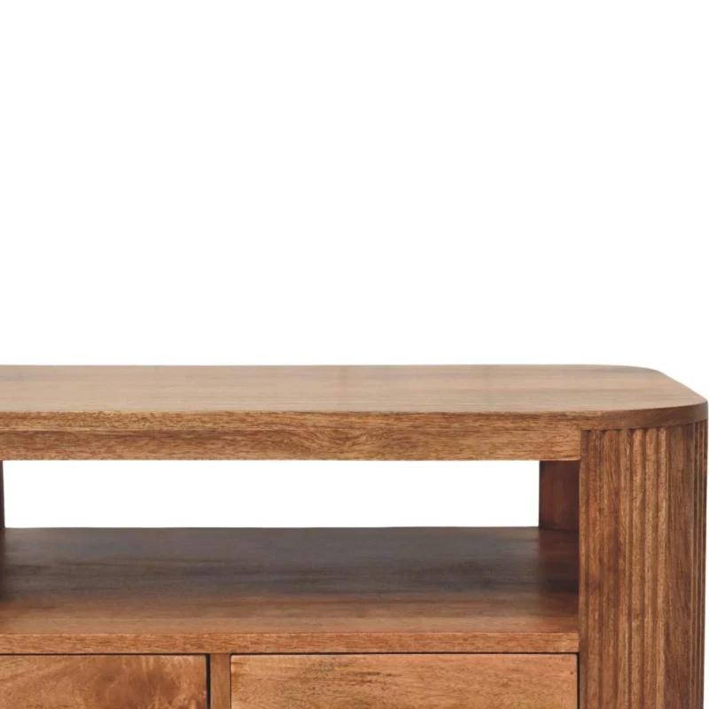 Solid Mango Wood Coffee Table with 2 Smooth-gliding Drawers, Tea Table with Shelf for Organised Storage, 55L x 85W x 46H cm, Brown