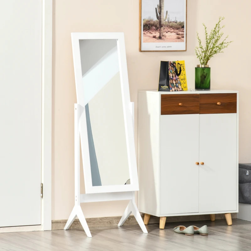 HOMCOM Full Length Mirror, Freestanding Dressing Mirror with Adjustable Angle for Bedroom, 148cm x 47cm, White