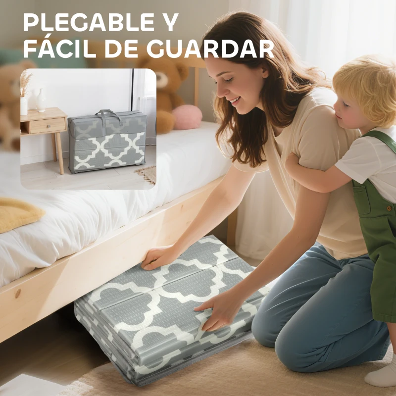 AIYAPLAY Alfombra Bebé Acolchada Plegable Reversible 202x180,5x1 cm Laterales Abatibles Impermeable Multicolor