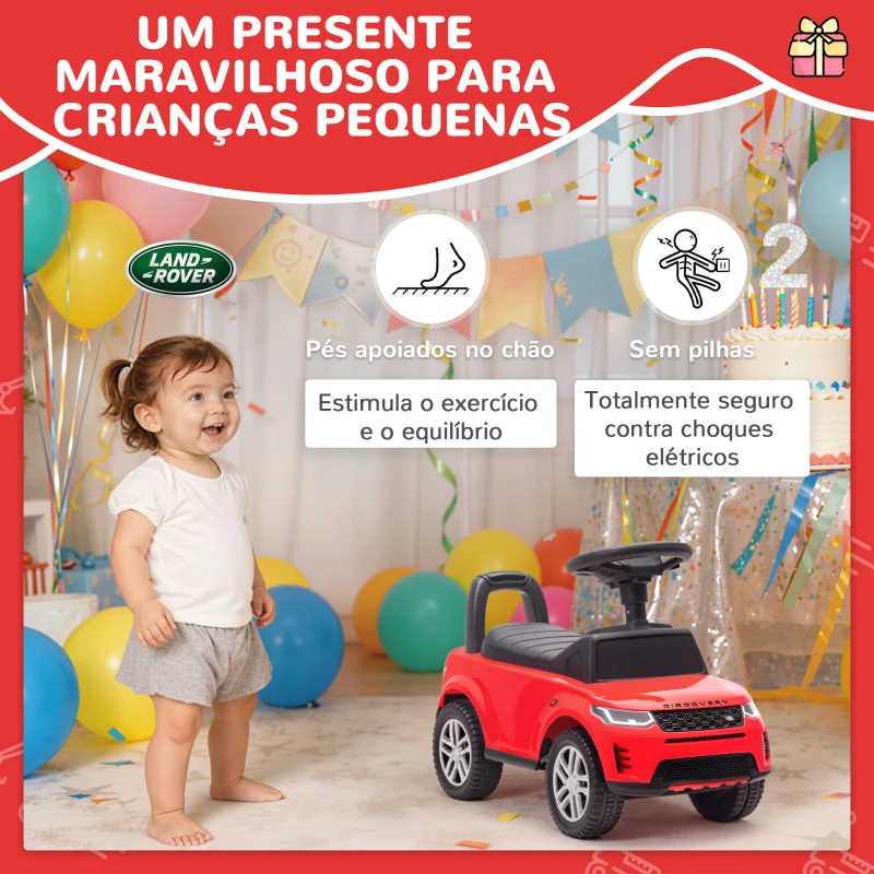 AIYAPLAY Carro Andador para Crianças  com Licença de Land Rover com Armazenamento Buzina Sons de Motor 65,5x28x42 cm Vermelho