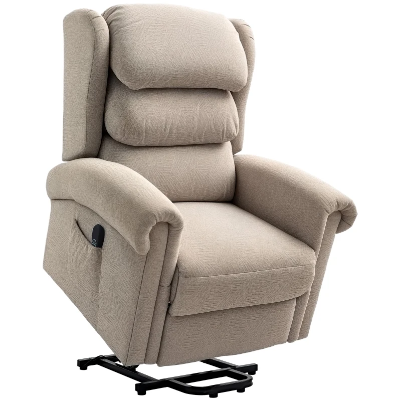 HOMCOM Velvet-Feel Electric Riser Recliner Chair - Khaki