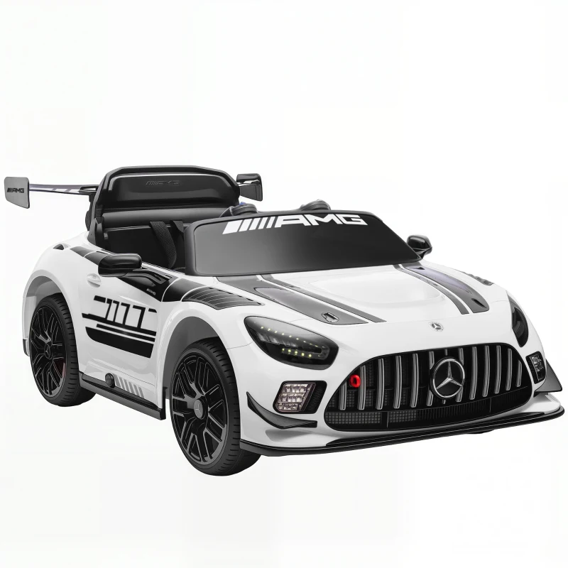 AIYAPLAY Carro Elétrico para Crianças Mercedes-AMG GT3 Evo12V com Controlo Remoto 2,4G e Motor Duplo 115x66x44 cm Branco