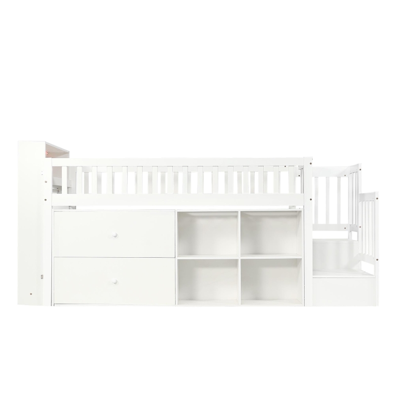 3ft Single Wooden Storage Bed with Headboard Storage and Colourful LED Strips, Single Bed with 2 Drawers, 262L x 95W x 120H cm, White