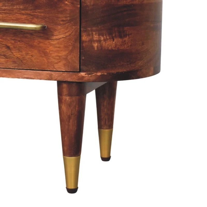 Solid Mango Wood Open-Slot Media Unit with Hand-Finished Detailing, TV Unit with Smooth-Gliding Drawers, 30L x 100W x 40H cm, Brown