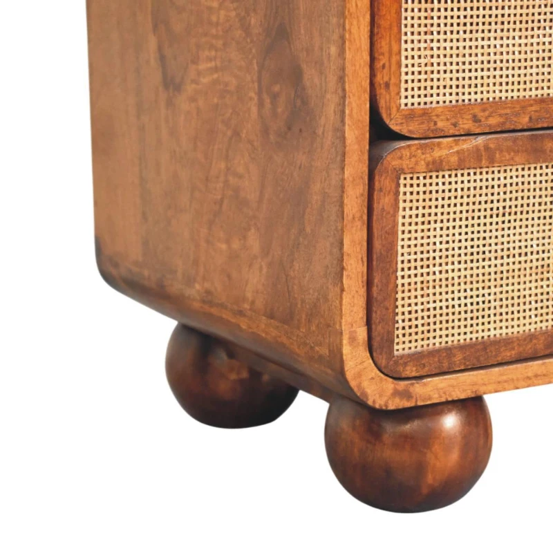 Solid Mango Wood Bedside Table with 2 Smooth-Glide Drawers, Open Shelf, Desk for Living Room, 35L x 45W x 55H cm, Brown